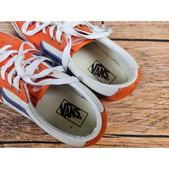 Vans Sk8-Low Leather Skate Shoes Orange/White/Blue Men\'s 8.5 Women’s 10 main image 6